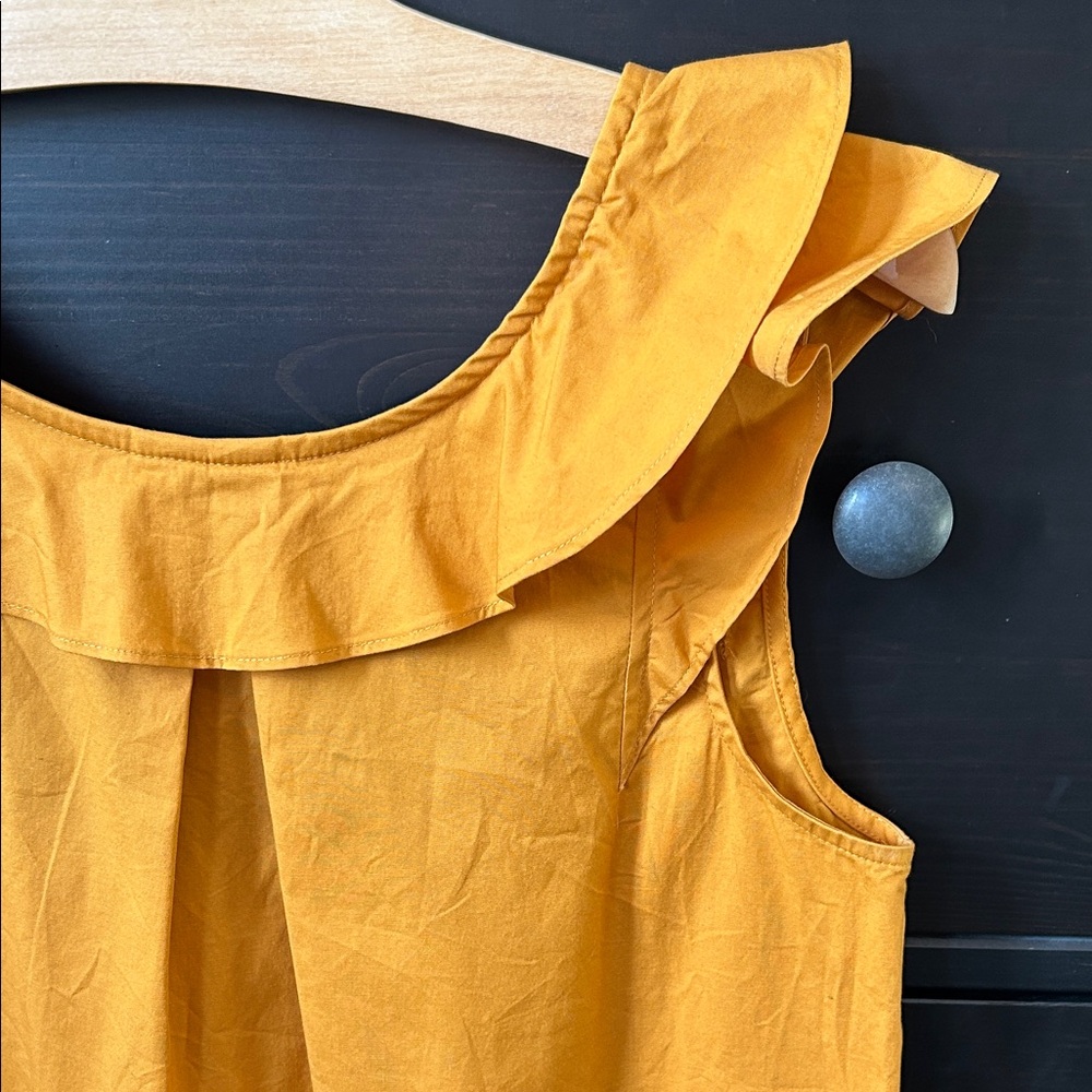 J. Crew Mustard Ruffled Blouse - Picture 6 of 7
